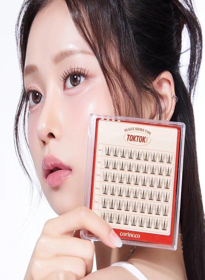 CORINGCO Toktok Hara Light Self Adhesive False Eyelashes, Natural Look, No Glue Needed, Assorted Set of 9/10/11mm, Reusable Lash Clusters Kbeauty (cherry coke light) - Image 1